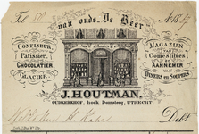 710861 Kop van een nota van 'van ouds De Beer ', J. Houtman, Confiseur, Confiturier, Patissier, Chocolatier et Glacier, ...